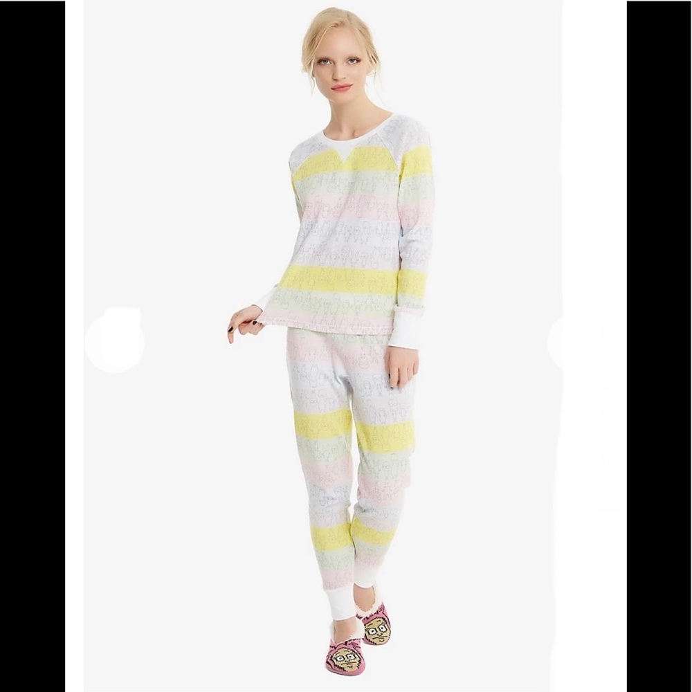 NWOT! BOB’S BURGERS Striped Thermal PAJAMAS SLEEP SET!BRAND NEW Lost tag @ store